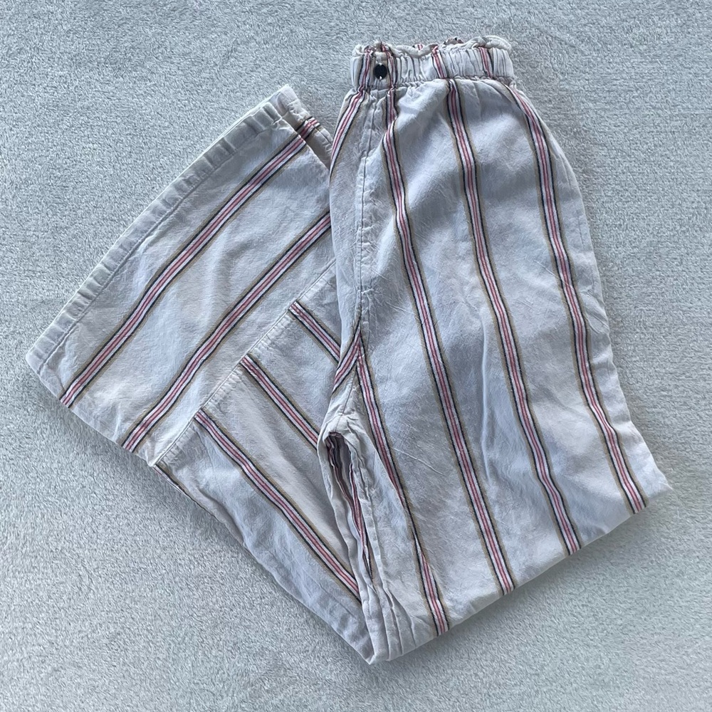 Billabong Cream pants with Red and Black Stripes